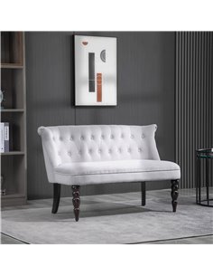 HOMCOM 2 Seat Sofa Lounger Couch with Wood Frame Button Tufts Carved Legs Vintage Design Compact Home Bedroom Loveseat, Grey 2