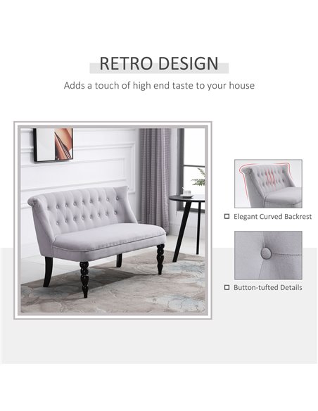 HOMCOM Compact 2 Seat Sofa, Lounger Couch with Carved Legs, Grey 833-998V71LG - pic 30223 | FastDaddyshop