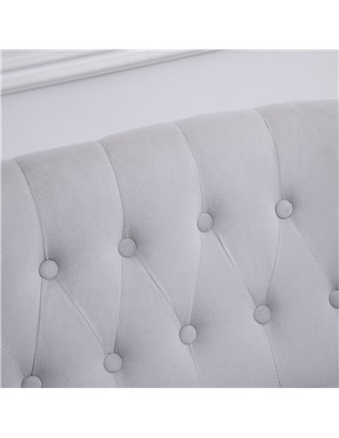 HOMCOM 2 Seat Sofa Lounger Couch with Wood Frame Button Tufts Carved Legs Vintage Design Compact Home Bedroom Loveseat, Grey