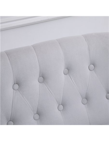 HOMCOM 2 Seat Sofa Lounger Couch with Wood Frame Button Tufts Carved Legs Vintage Design Compact Home Bedroom Loveseat, Grey - pic 30227 | FastDaddyshop