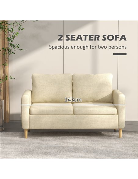 HOMCOM 2 Seater Sofa, Loveseat Sofa Settee, Beige 839-733V70BG - pic 30232 | FastDaddyshop