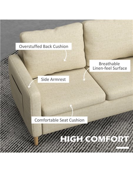 HOMCOM 2 Seater Sofa, Loveseat Sofa Settee, Beige 839-733V70BG - pic 30233 | FastDaddyshop
