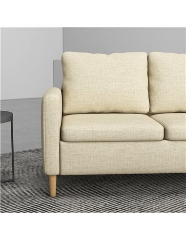 HOMCOM 2 Seater Sofa, Loveseat Sofa Settee with Wood Legs and 2 Pockets, Beige