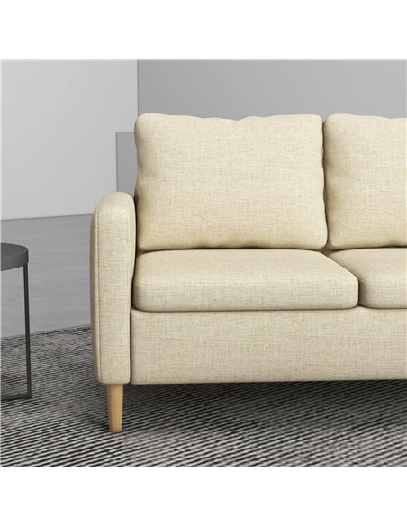 HOMCOM 2 Seater Sofa, Loveseat Sofa Settee with Wood Legs and 2 Pockets, Beige - pic 30237 | FastDaddyshop