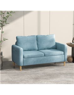 HOMCOM 2 Seater Sofa, Loveseat Sofa Settee with Wood Legs and 2 Pockets, Blue 2