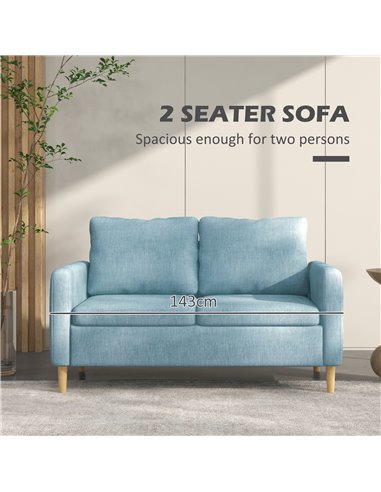 HOMCOM 2 Seater Sofa, Loveseat Sofa Settee, Blue 839-733V70LB