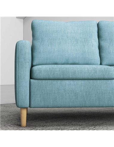 HOMCOM 2 Seater Sofa, Loveseat Sofa Settee with Wood Legs and 2 Pockets, Blue