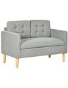 HOMCOM Modern 2 Seater Sofa with Hidden Storage, 117cm Tufted Cotton Couch, Compact Loveseat Sofa with Wood Legs, Light Grey