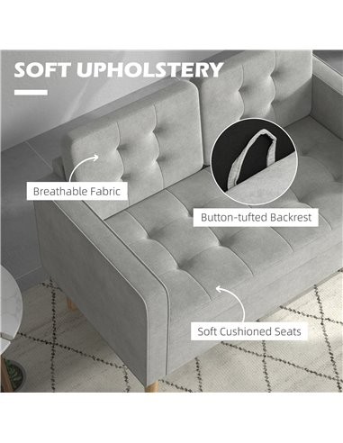 HOMCOM 117cm Compact 2 Seater Sofa with Hidden Storage, Light Grey 839-032V71LG