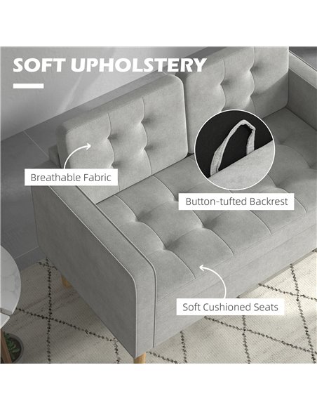 HOMCOM 117cm Compact 2 Seater Sofa with Hidden Storage, Light Grey 839-032V71LG - pic 30250 | FastDaddyshop
