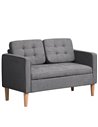 HOMCOM Modern 2 Seater Sofa with Hidden Storage, 117cm Tufted Cotton Couch, Compact Loveseat Sofa with Wood Legs, Grey