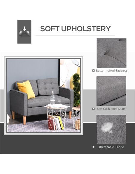 HOMCOM 117cm Compact 2 Seater Sofa with Hidden Storage, Grey 839-032V71GY - pic 30259 | FastDaddyshop