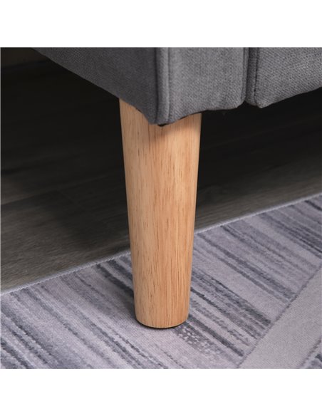 HOMCOM Modern 2 Seater Sofa with Hidden Storage, 117cm Tufted Cotton Couch, Compact Loveseat Sofa with Wood Legs, Grey - pic 30263 | FastDaddyshop