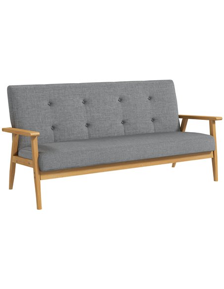 HOMCOM Modern 2-Seat Sofa Linen Fabric Upholstery Tufted Couch with Rubberwood Legs Dark Grey - pic 30265 | FastDaddyshop