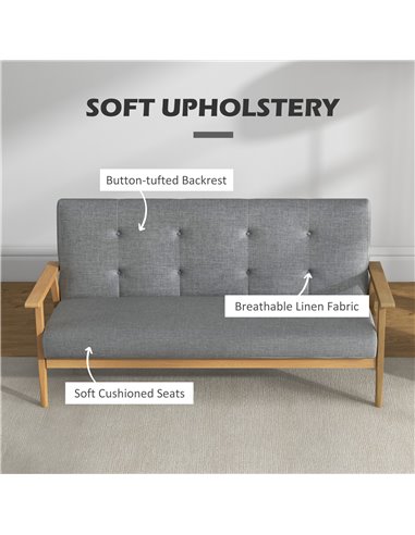 HOMCOM Modern 2-Seat Sofa with Rubberwood Legs, Dark Grey 833-913V70CG