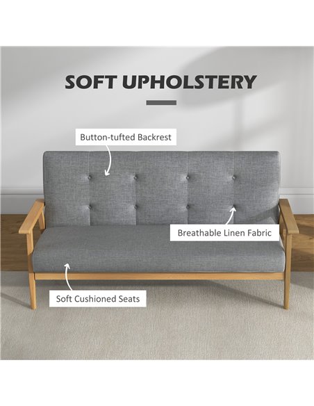 HOMCOM Modern 2-Seat Sofa with Rubberwood Legs, Dark Grey 833-913V70CG - pic 30268 | FastDaddyshop