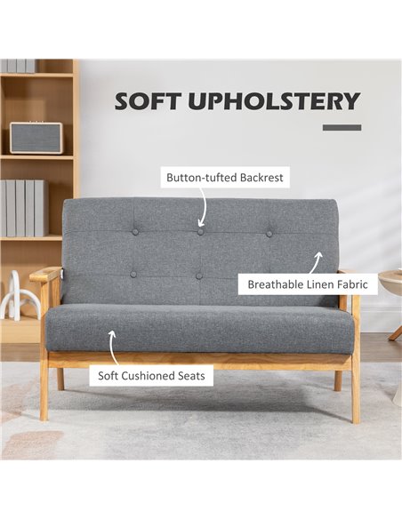 HOMCOM Modern Linen Fabric 2-Seat Sofa, Dark Grey 833-913V71CG - pic 30277 | FastDaddyshop
