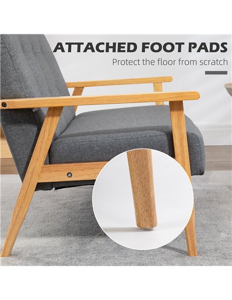 HOMCOM Modern 2-Seat Sofa Linen Fabric Upholstery Tufted Couch with Rubberwood Legs Dark Grey - pic 30279 | FastDaddyshop
