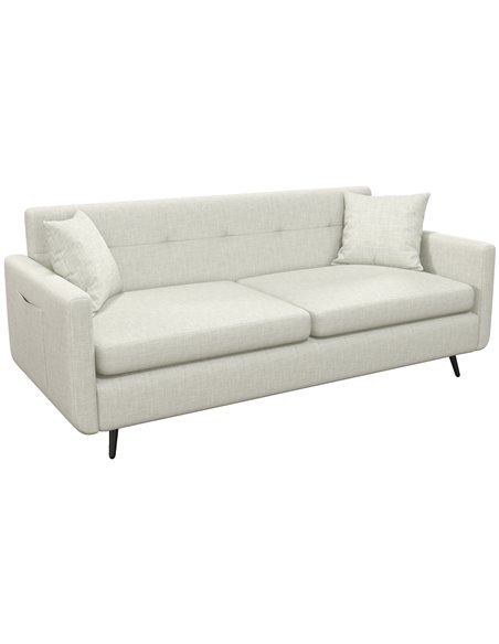 HOMCOM 165cm Modern Fabric 2 Seater Sofa, Tufted Loveseat Sofa Settee with Steel Legs, 2 Storage Pockets, Beige - pic 30283 | FastDaddyshop