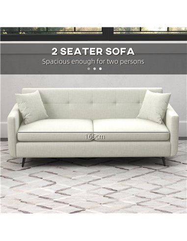 HOMCOM 165cm Modern Fabric 2 Seater Sofa, Beige 839-730V70BG