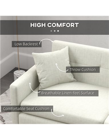 HOMCOM 165cm Modern Fabric 2 Seater Sofa, Beige 839-730V70BG