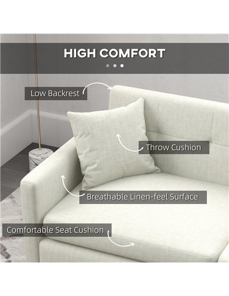 HOMCOM 165cm Modern Fabric 2 Seater Sofa, Beige 839-730V70BG - pic 30287 | FastDaddyshop