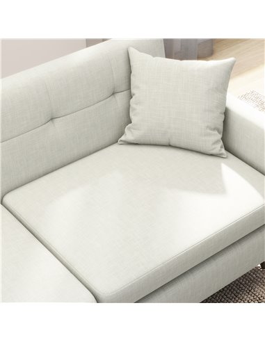 HOMCOM 165cm 2 Seater Sofa for Living Room, Modern Fabric Couch, Tufted Loveseat Sofa Settee w/ Steel Legs, 2 Storage Pockets, B