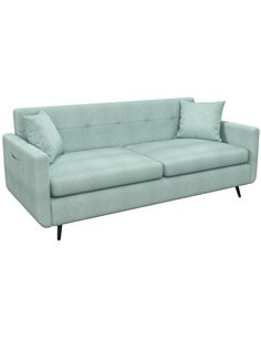 HOMCOM 165cm Modern Fabric 2 Seater Sofa, Tufted Loveseat Sofa Settee with Steel Legs, 2 Storage Pockets, Blue