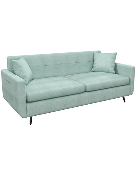 HOMCOM 165cm Modern Fabric 2 Seater Sofa, Tufted Loveseat Sofa Settee with Steel Legs, 2 Storage Pockets, Blue - pic 30292 | FastDaddyshop