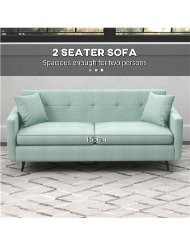 HOMCOM 165cm Modern Fabric 2 Seater Sofa, Blue 839-730V70LB