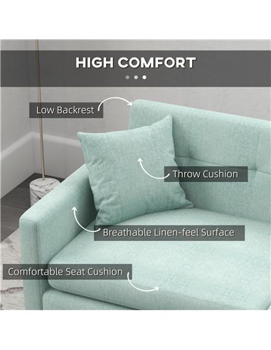 HOMCOM 165cm Modern Fabric 2 Seater Sofa, Blue 839-730V70LB