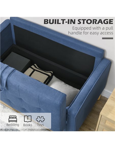 HOMCOM 117cm Modern Compact 2 Seater Sofa with Hidden Storage, Blue 839-032V71BU - pic 30304 | FastDaddyshop