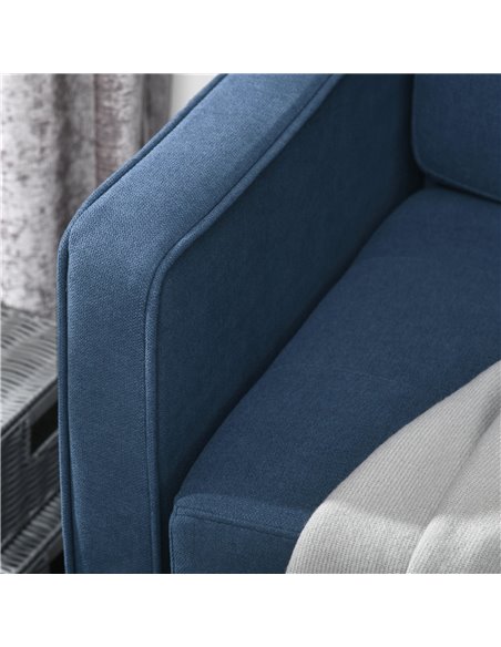HOMCOM Modern Loveseat Sofa, Compact 2 Seater Sofa with Hidden Storage, 117cm Tufted Cotton Couch with Wood Legs, Blue - pic 30309 | FastDaddyshop