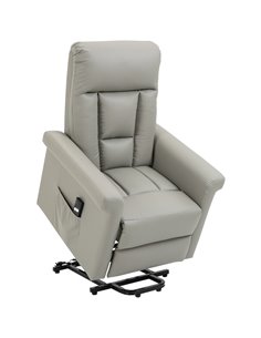 HOMCOM PU Leather Recliner Power Lift Chair for Elderly with Remote Control, Side Pocket, Grey