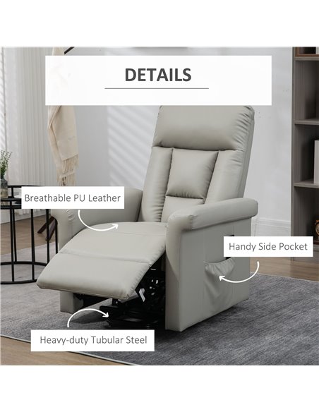 HOMCOM PU Leather Power Lift Chair Elderly with Remote Control, Grey 713-109GY - pic 30322 | FastDaddyshop