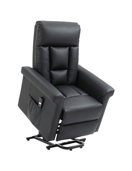 HOMCOM PU Leather Recliner Power Lift Chair for Elderly with Remote Control, Side Pocket, Black - pic 30328 | FastDaddyshop