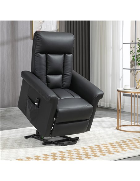 HOMCOM Power Lift Chair, PU Leather Recliner Sofa Chair for Elderly with Remote Control, Side Pocket, Black - pic 30329 | FastDaddyshop