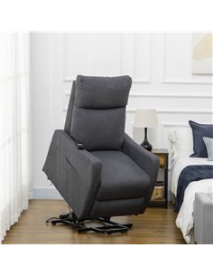 HOMCOM Fabric Power Lift Chair for Elderly with Heavy Duty Motor, Remote Control, Side Pocket, Grey 2