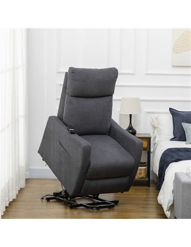 HOMCOM Power Lift Chair, Fabric Electric Recliner Sofa Chair for Elderly with Heavy Duty Motor, Remote Control, Side Pocket, Gre