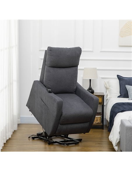 HOMCOM Power Lift Chair, Fabric Electric Recliner Sofa Chair for Elderly with Heavy Duty Motor, Remote Control, Side Pocket, Gre - pic 30338 | FastDaddyshop