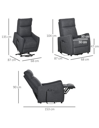 HOMCOM Power Lift Chair, Fabric Electric Recliner Sofa Chair for Elderly with Heavy Duty Motor, Remote Control, Side Pocket, Gre