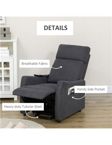 HOMCOM Fabric Power Lift Chair for Elderly with Heavy Duty Motor, Grey 713-106V70