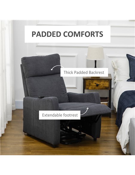 HOMCOM Power Lift Chair, Fabric Electric Recliner Sofa Chair for Elderly with Heavy Duty Motor, Remote Control, Side Pocket, Gre - pic 30343 | FastDaddyshop
