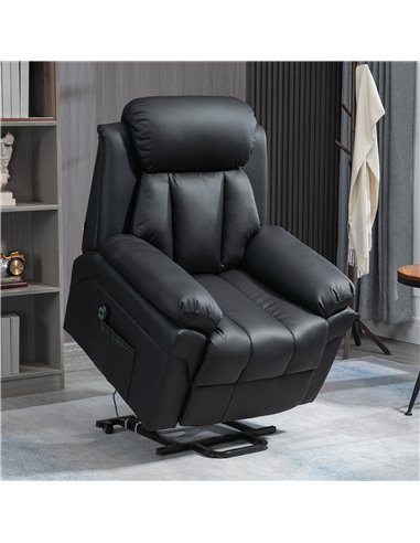 HOMCOM Lift Stand Assistance Chair Recliner Sofa PU Leather  Extra Padded Design Electric Power w/ Remote Black