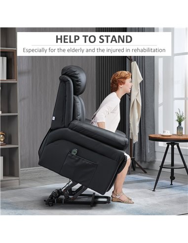 HOMCOM PU Leather Lift Stand Assistance Power Chair, Black 713-013V71BK
