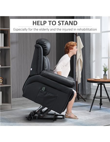HOMCOM PU Leather Lift Stand Assistance Power Chair, Black 713-013V71BK - pic 30358 | FastDaddyshop