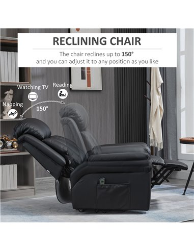 HOMCOM PU Leather Lift Stand Assistance Power Chair, Black 713-013V71BK