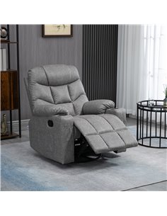 HOMCOM Manual Reclining Chair with Faux Leather, Footrest, Cup Holders, Grey 2