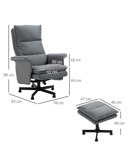 HOMCOM Swivel Massage Recliner Chair and Footstool with Remote Control, Timer and Steel Base, Grey - pic 30375 | FastDaddyshop