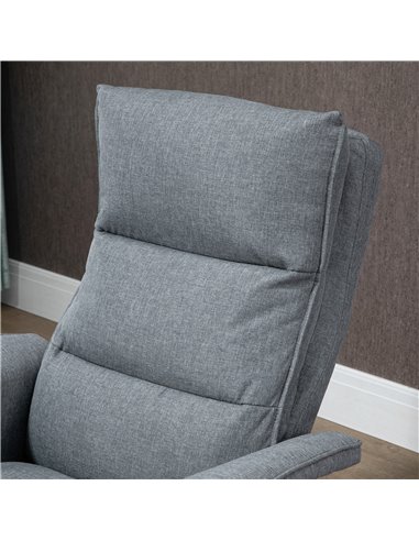 HOMCOM Swivel Massage Recliner Chair and Footstool with Remote Control, Timer and Steel Base, Grey